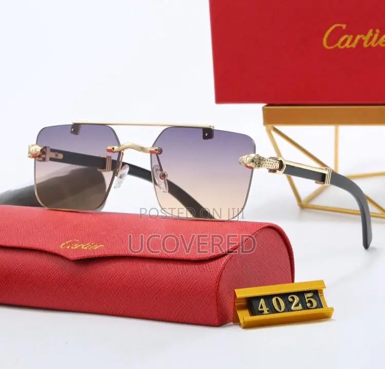Cartier Men’S Sunglasses Fashion Rimless Rectangular Shape
