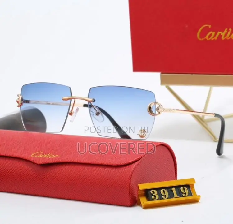 Cartier Men’S Sunglasses Fashion Rimless Rectangular Shape