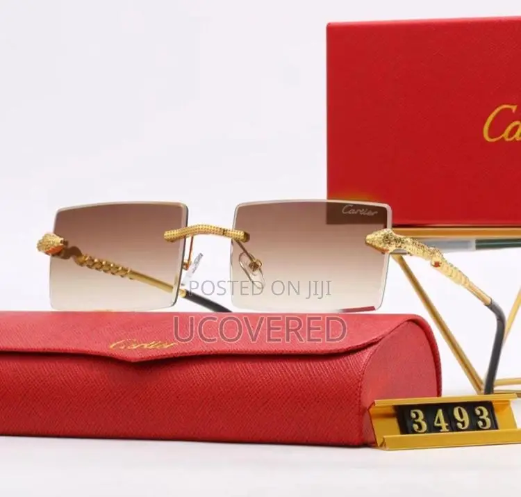 Cartier Men’S Sunglasses Fashion Rimless Rectangular Shape