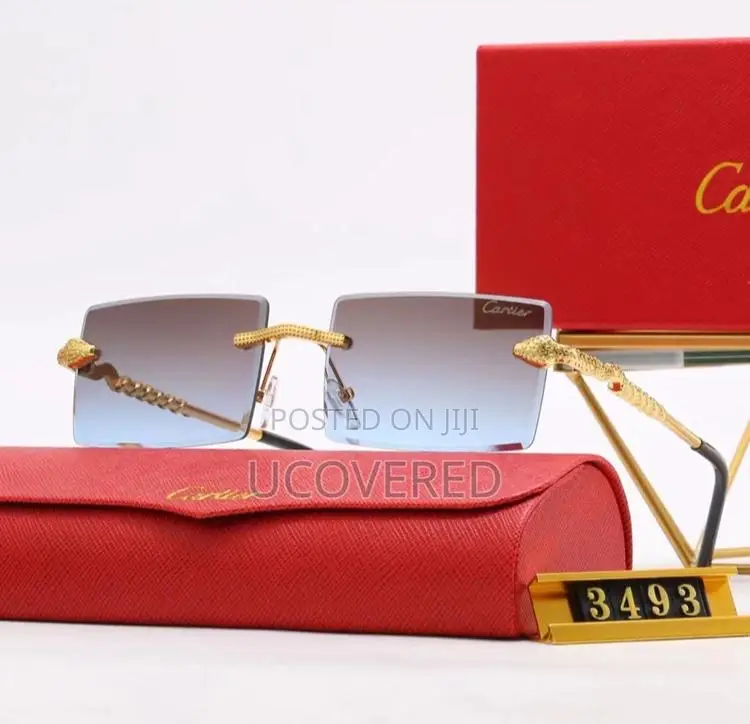 Cartier Men’S Sunglasses Fashion Rimless Rectangular Shape