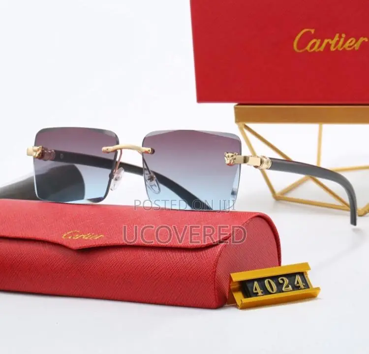 Cartier Men’S Sunglasses Fashion Rimless Rectangular Shape