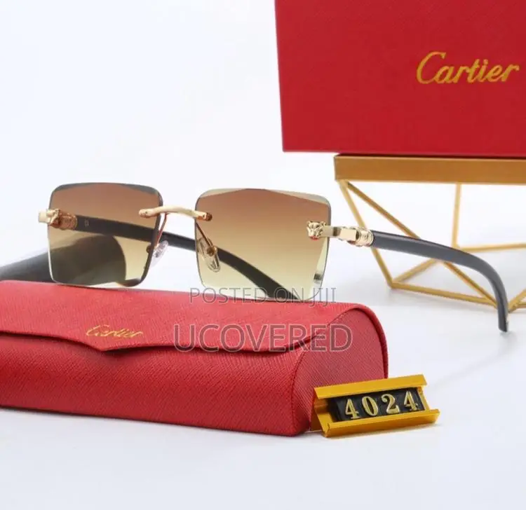 Cartier Men’S Sunglasses Fashion Rimless Rectangular Shape