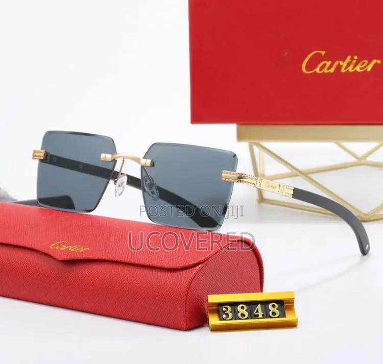 Cartier Men’S Sunglasses Fashion Rimless Rectangular Shape