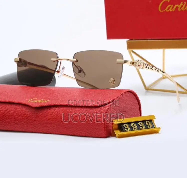 Cartier Men’S Sunglasses Fashion Rimless Rectangular Shape