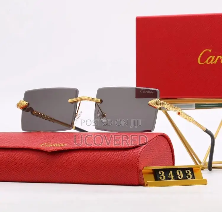 Cartier Men’S Sunglasses Fashion Rimless Rectangular Shape