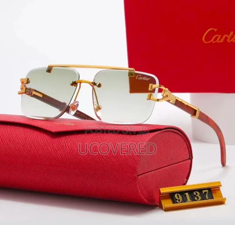 Cartier Men’S Sunglasses Fashion Rimless Rectangular Shape