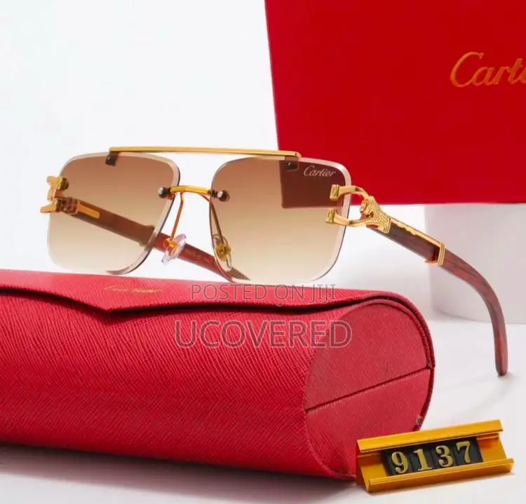 Cartier Men’S Sunglasses Fashion Rimless Rectangular Shape