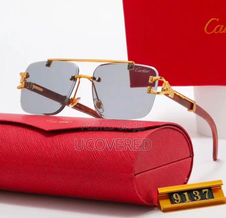 Cartier Men’S Sunglasses Fashion Rimless Rectangular Shape