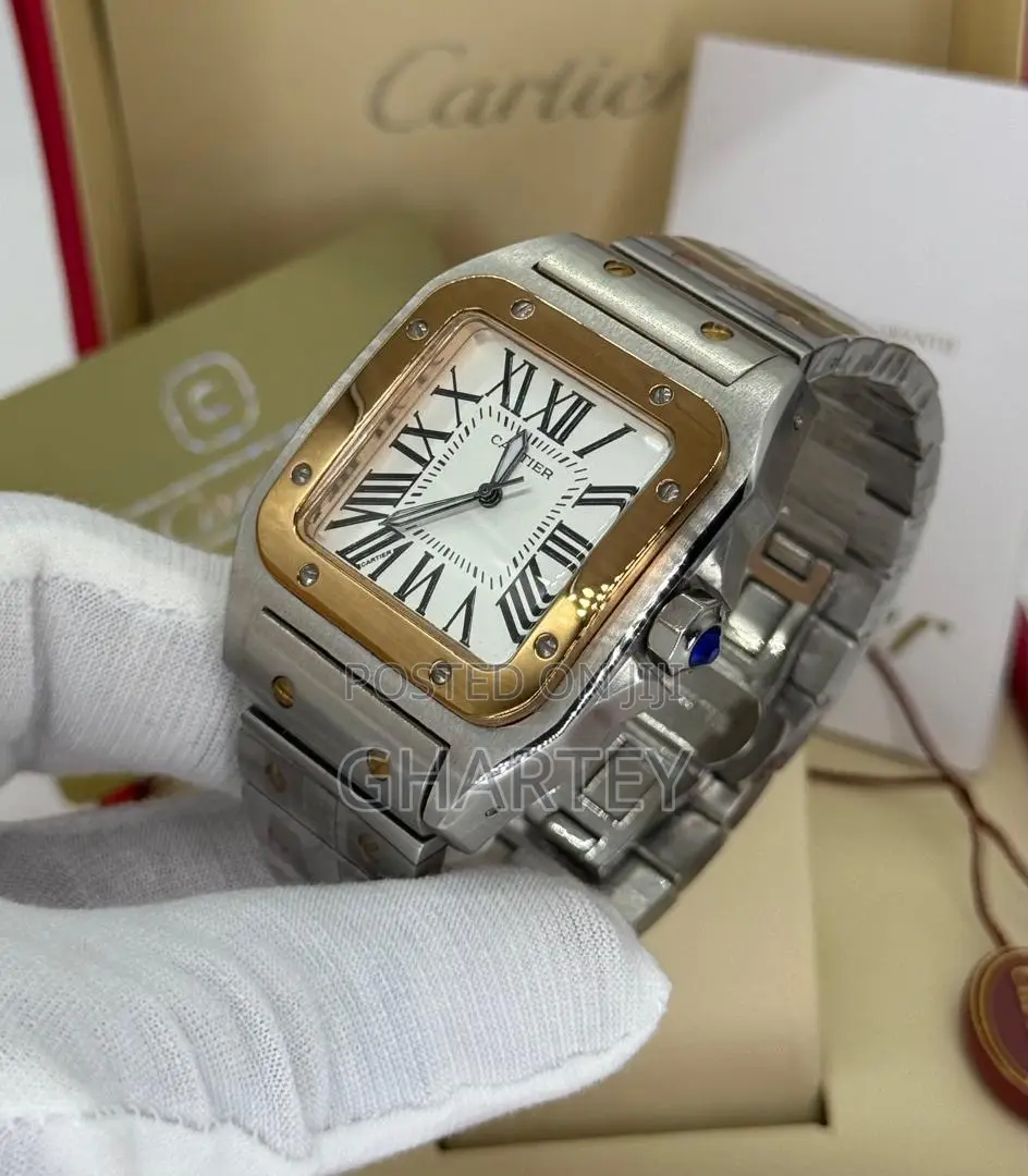 Two Toned Mechanical Analog Cartier Roman Numerals Watches