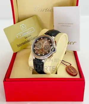 Mechanical Round Case Quality Leather Chain Cartier Watch