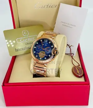 Mechanical Round Case Quality Leather Chain Cartier Watch