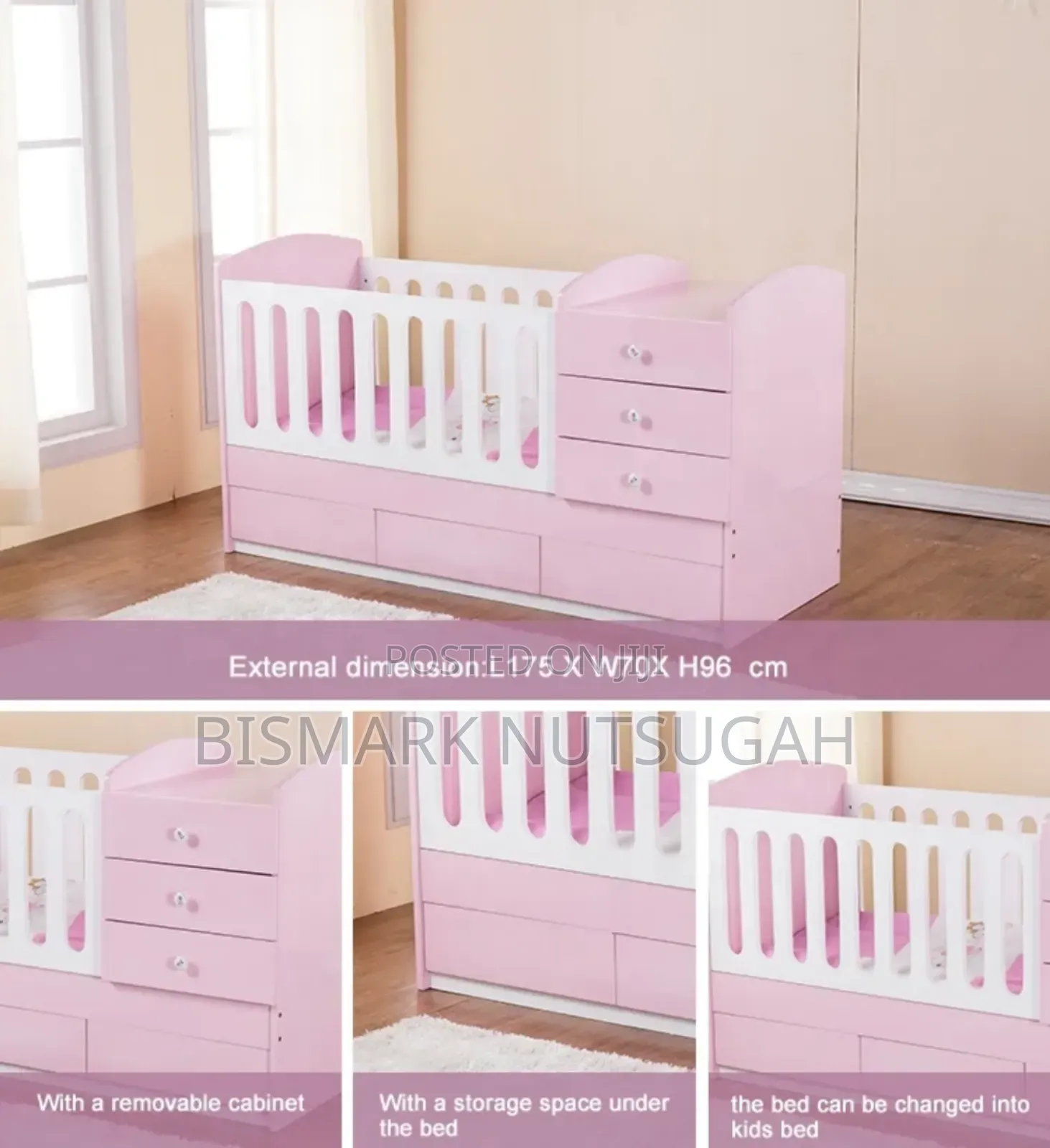 Drawer Wooden Baby Cot Bed