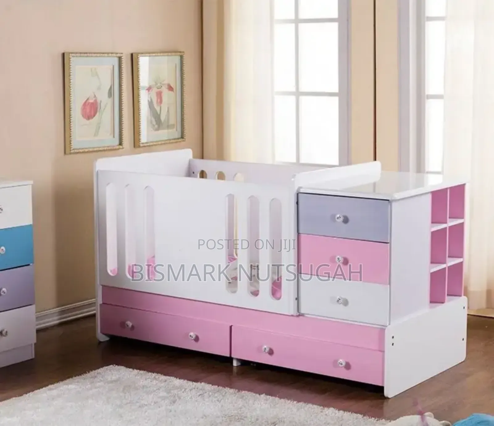 Drawer Wooden Baby Cot Bed