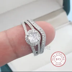 Photo - Original 925 Sterling Silver Exquisite Wedding Ring Set