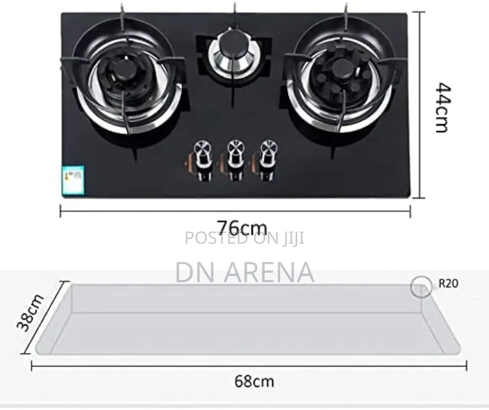 3 Burner Gas Countertop Gas Cooktop, Tempered Glass Hob