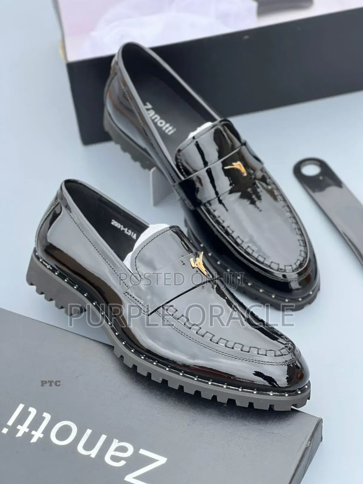 Zanotti Men's Black Patent Leather Loafers