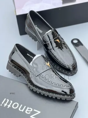 Zanotti Men's Black Patent Leather Loafers