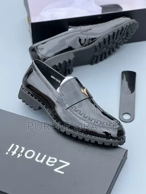 Zanotti Men's Black Patent Leather Loafers