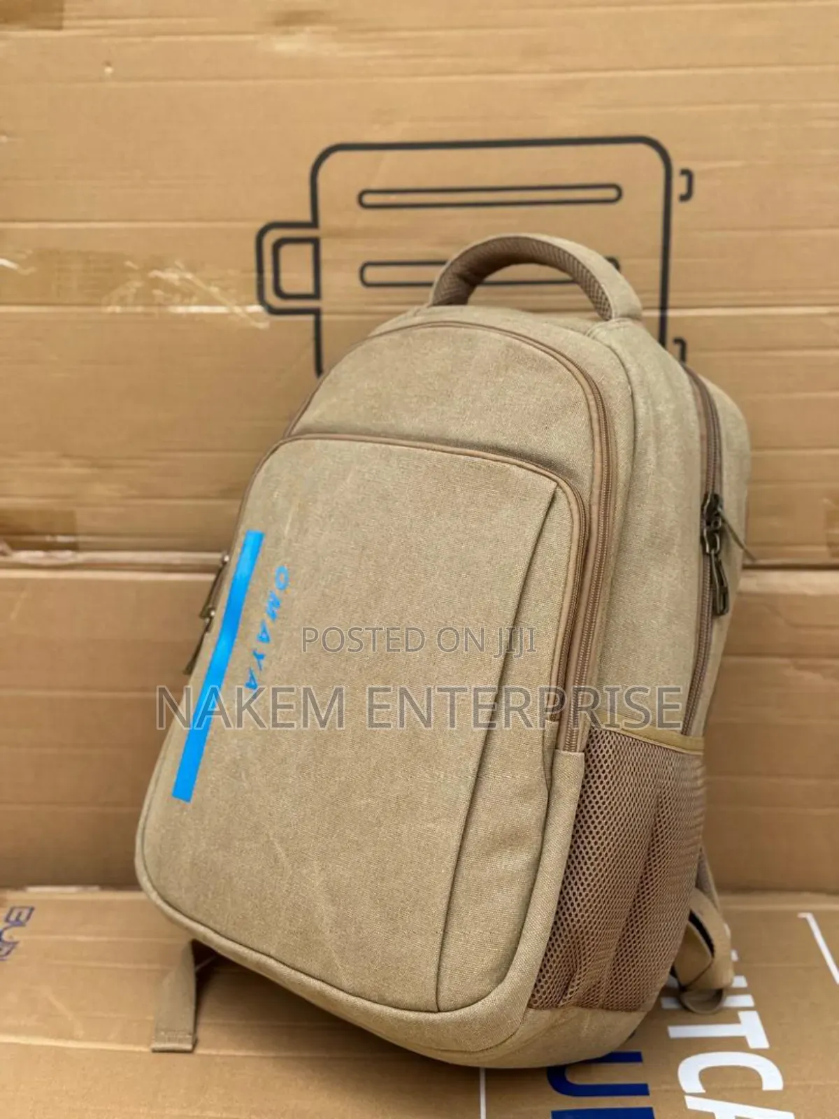 Omaya Khaki Backpack With Strong Texture for All Occasions