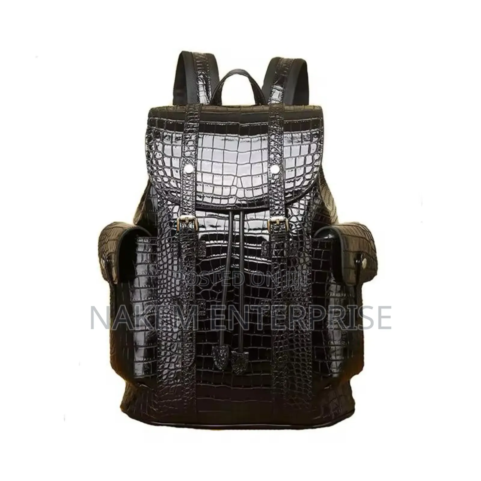 Unisex Large Capacity Crocodile Leather Backpack