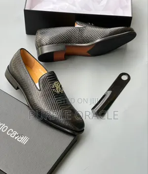 Roberto Cavalli Men's Embossed Leather Loafers.