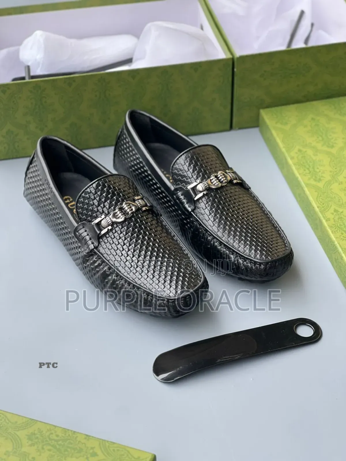 Gucci Men's Brown Woven Leather Loafers