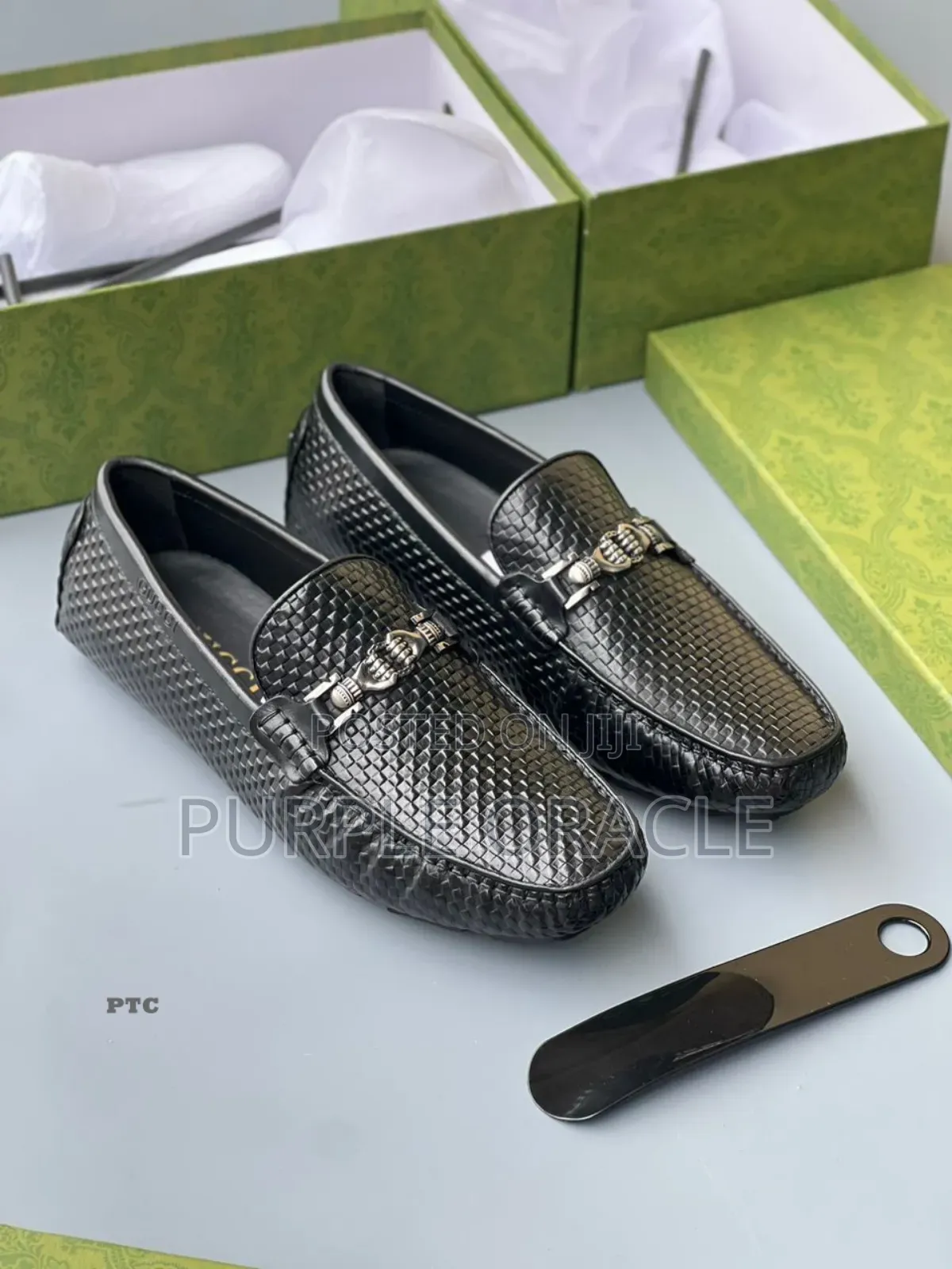Gucci Men's Brown Woven Leather Loafers