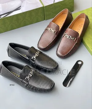Gucci Men's Brown Woven Leather Loafers