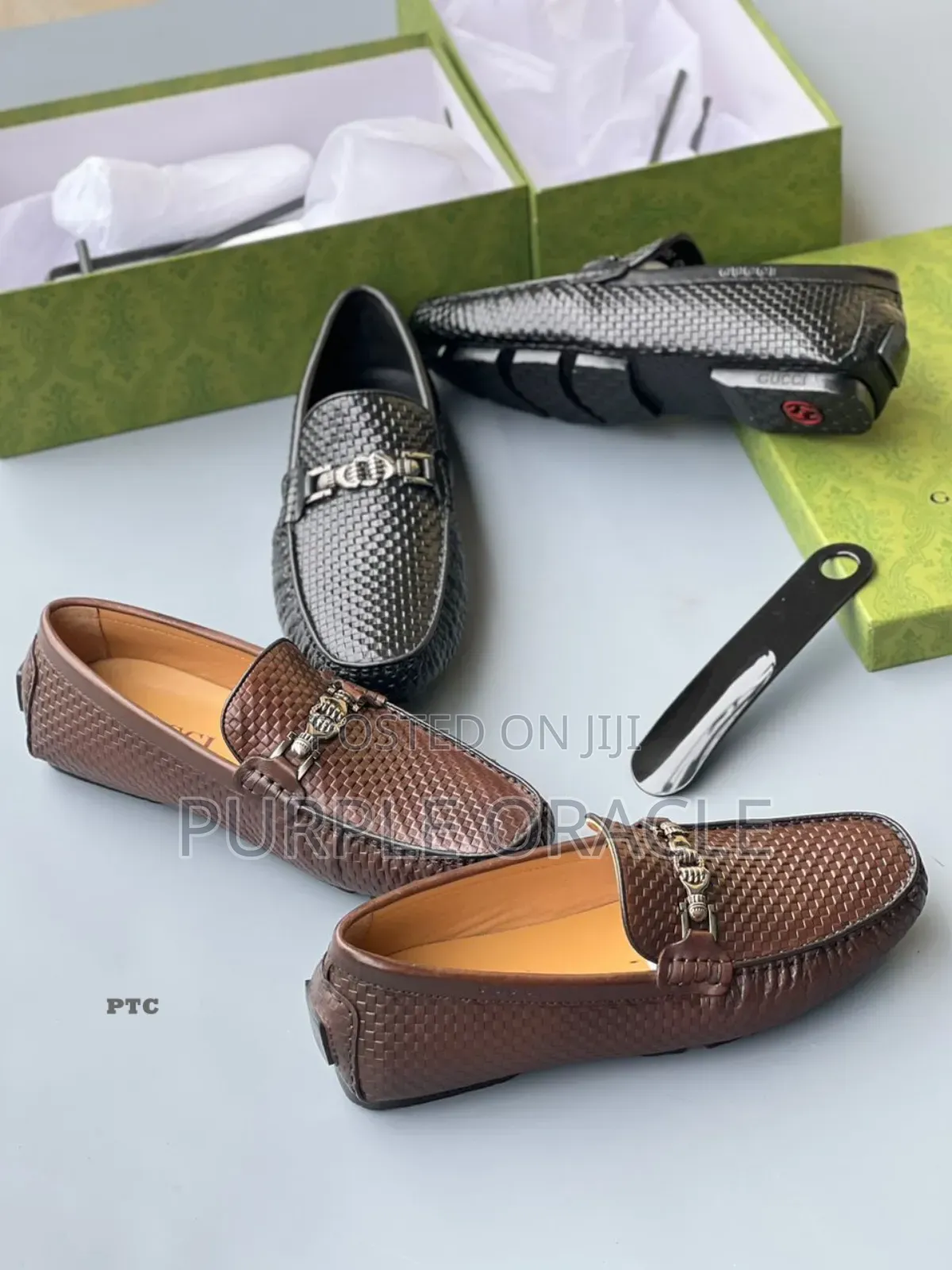 Gucci Men's Brown Woven Leather Loafers