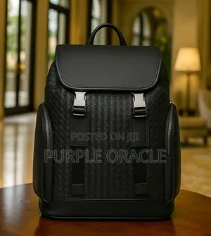 Photo - Black Woven Leather Backpack for Gentlemen