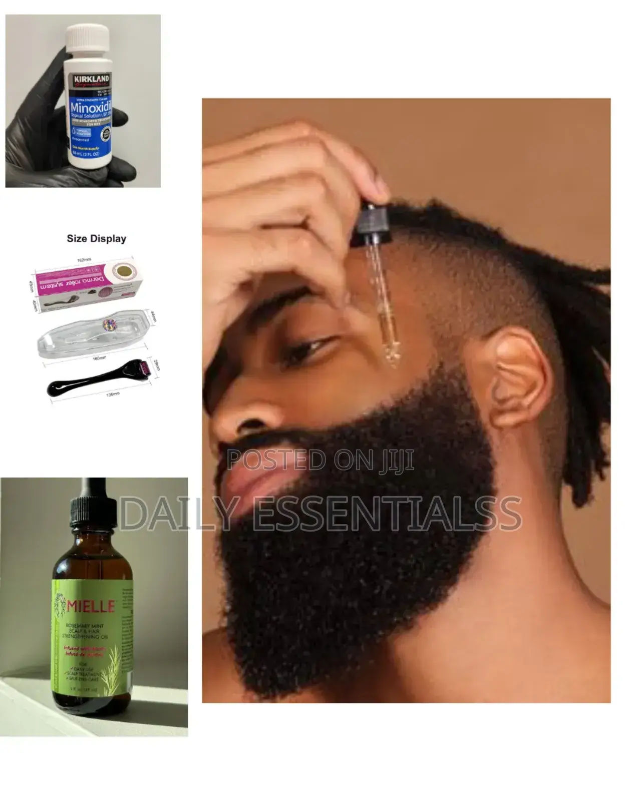 Complete Hair Beard Regrowth Pack Mielle,Kirkland Roller