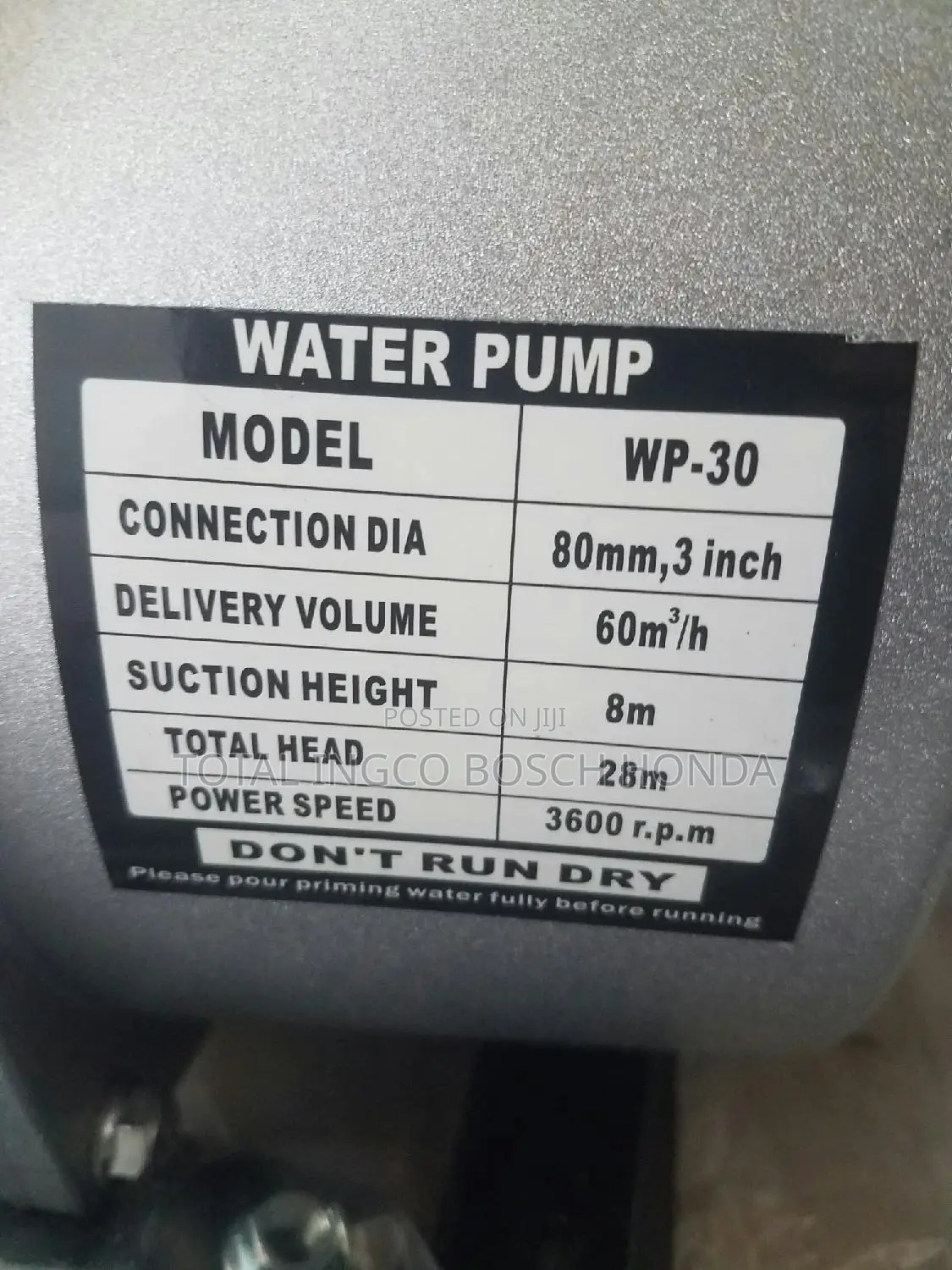 Water Pump With 50meters Outlet + 5 Yards Inlet (3inches)