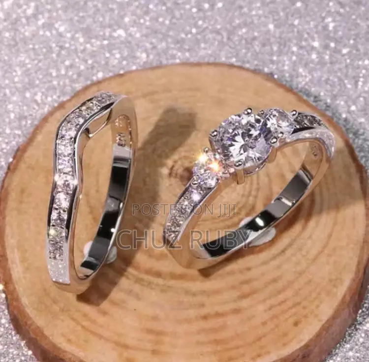 Two Set Silver Ring for Engagement and Wedding