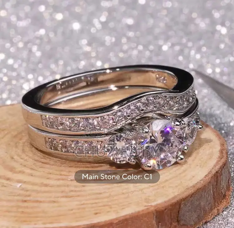 Two Set Silver Ring for Engagement and Wedding