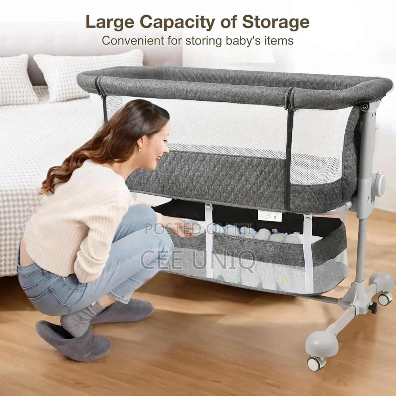 Baby Bed Side Crib With Storage Basket