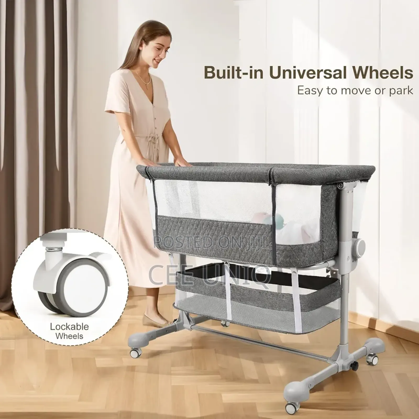 Baby Bed Side Crib With Storage Basket