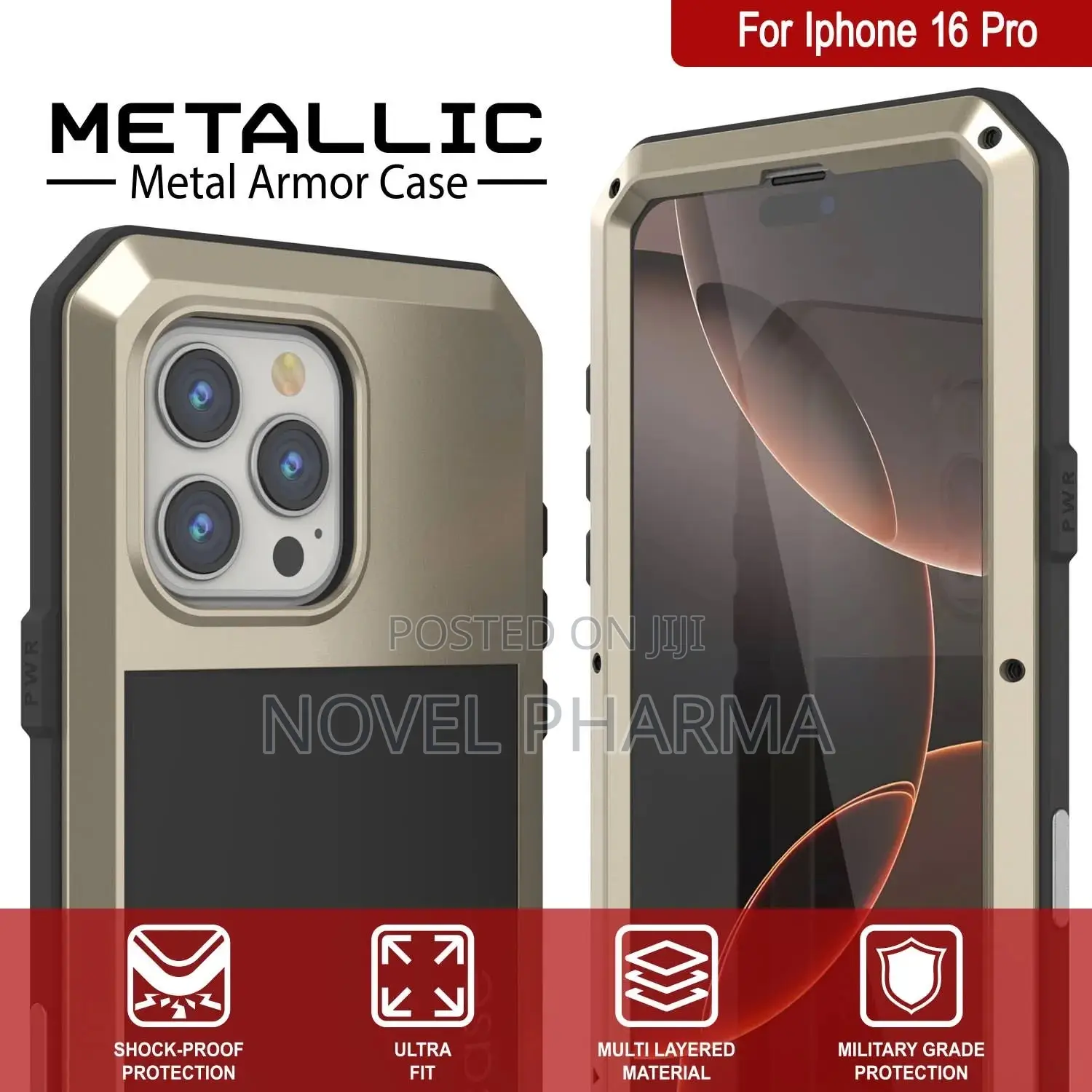 Heavy Duty Armour Case for iPhone 16pro Max (Black)