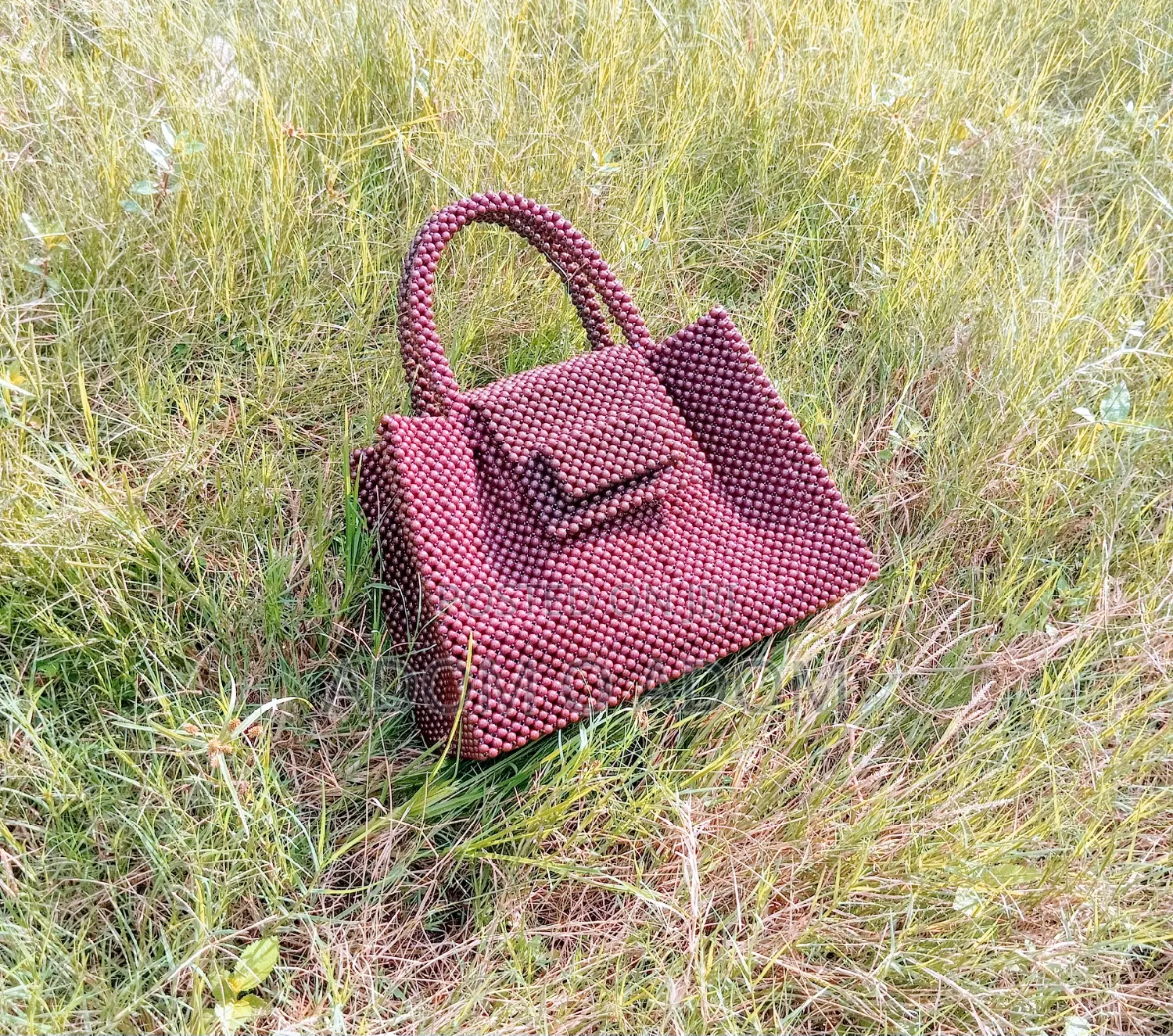 Handmade Coffee Brown Beaded Bag