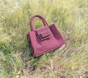 Handmade Coffee Brown Beaded Bag