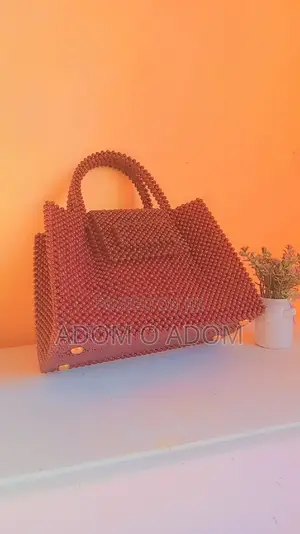 Handmade Coffee Brown Beaded Bag