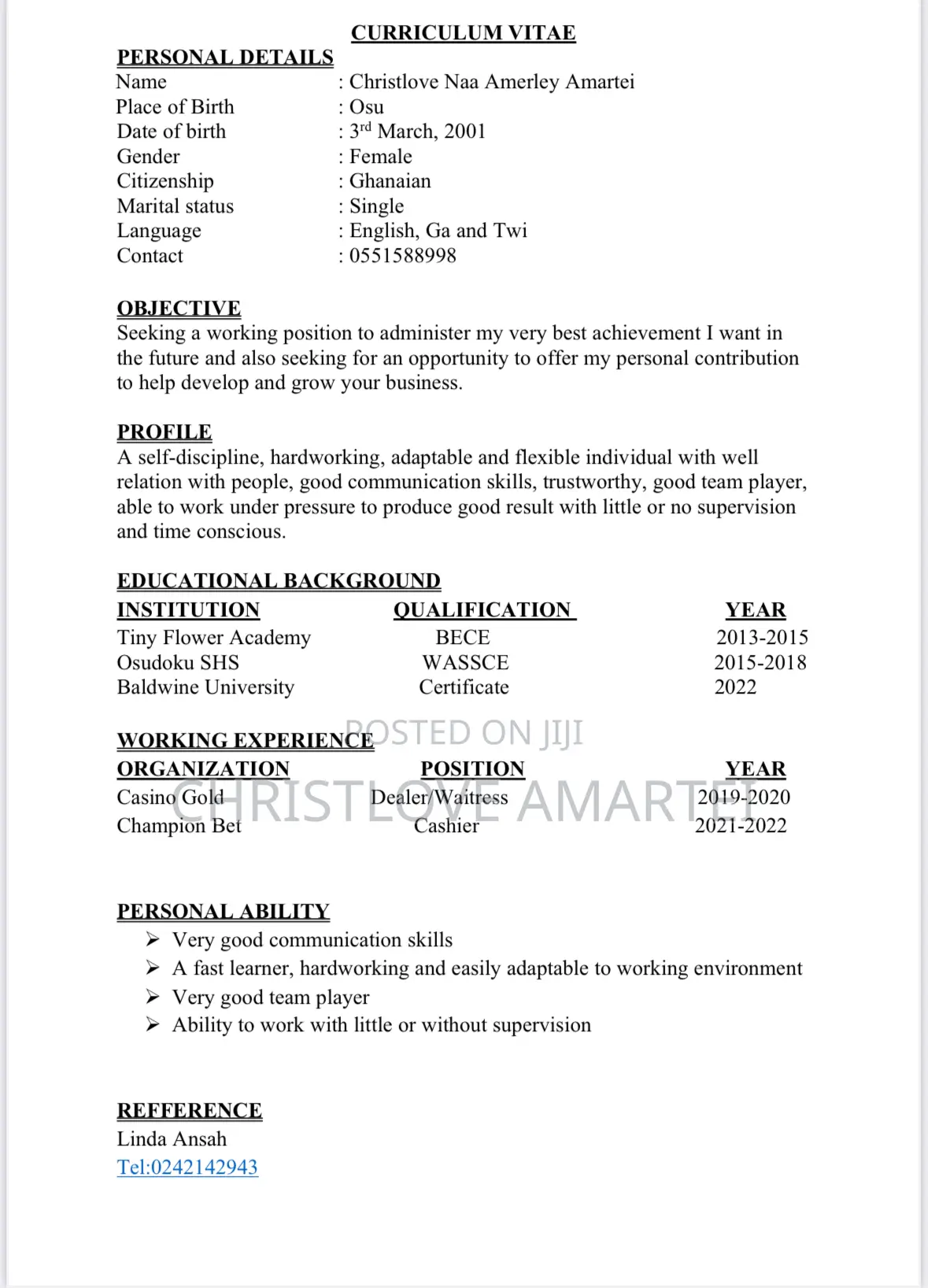 Receptionist/Front Desk
