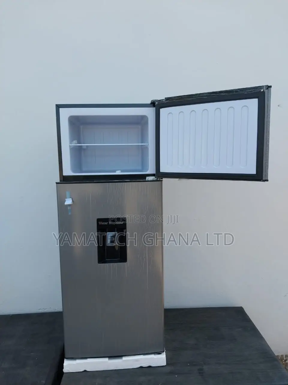 Nasco 210l Fridge With Dispenser Top Freezer -dark Silver