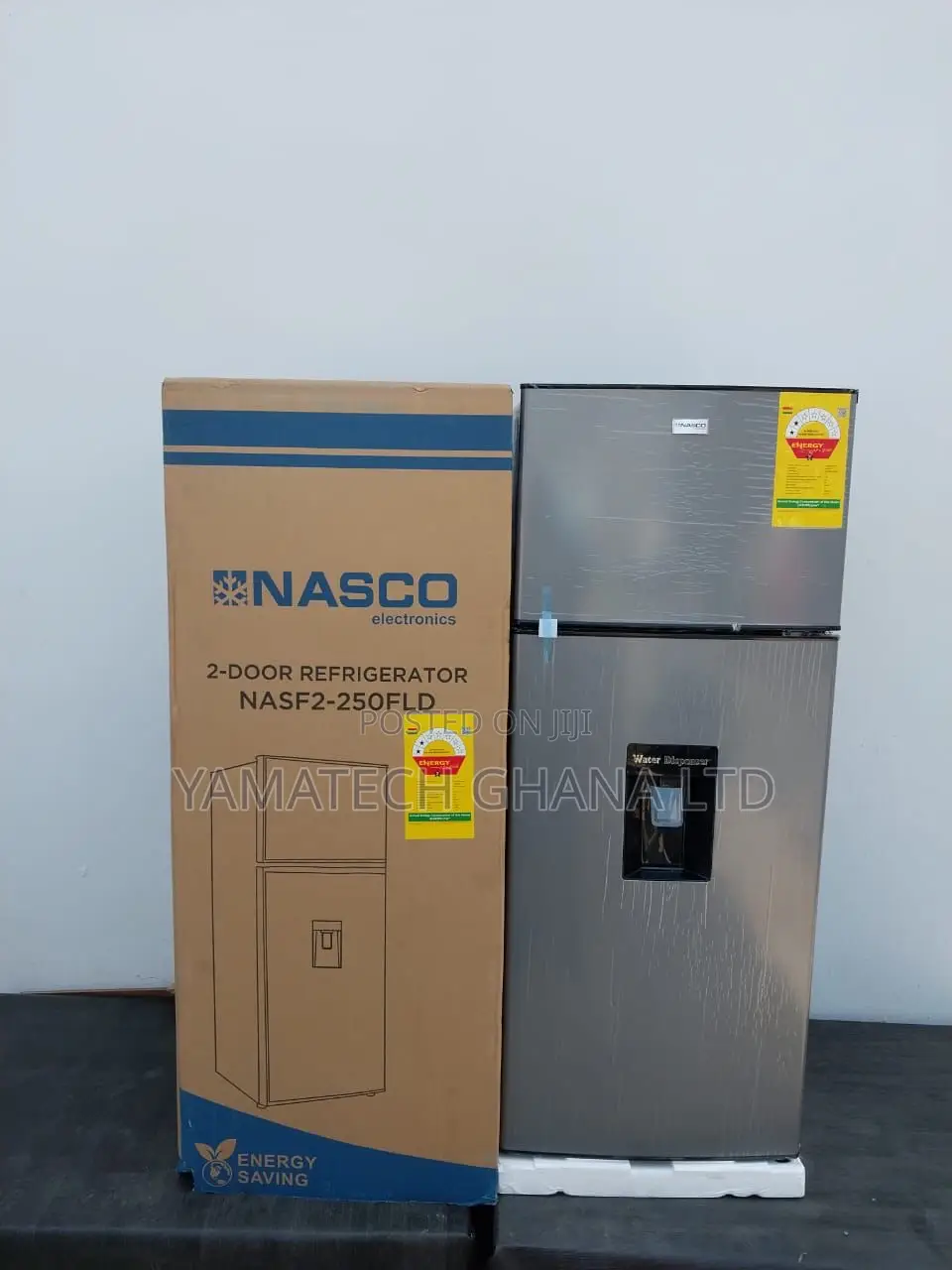 Nasco 210l Fridge With Dispenser Top Freezer -dark Silver