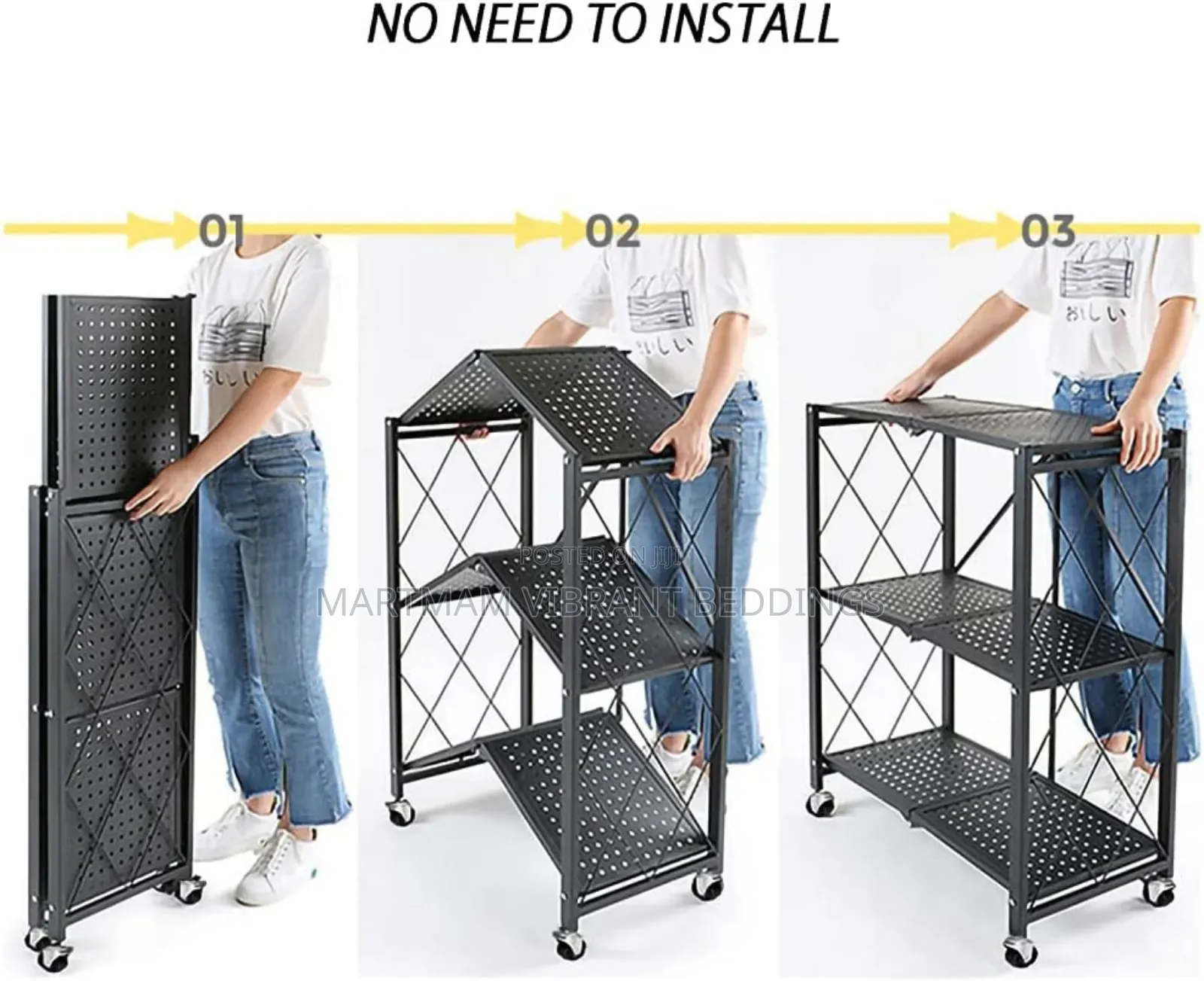 Foldable Storage Rack With Wheels