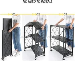 Foldable Storage Rack With Wheels