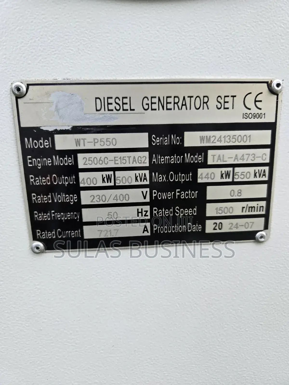 500 Kva Uk Perkins Generator