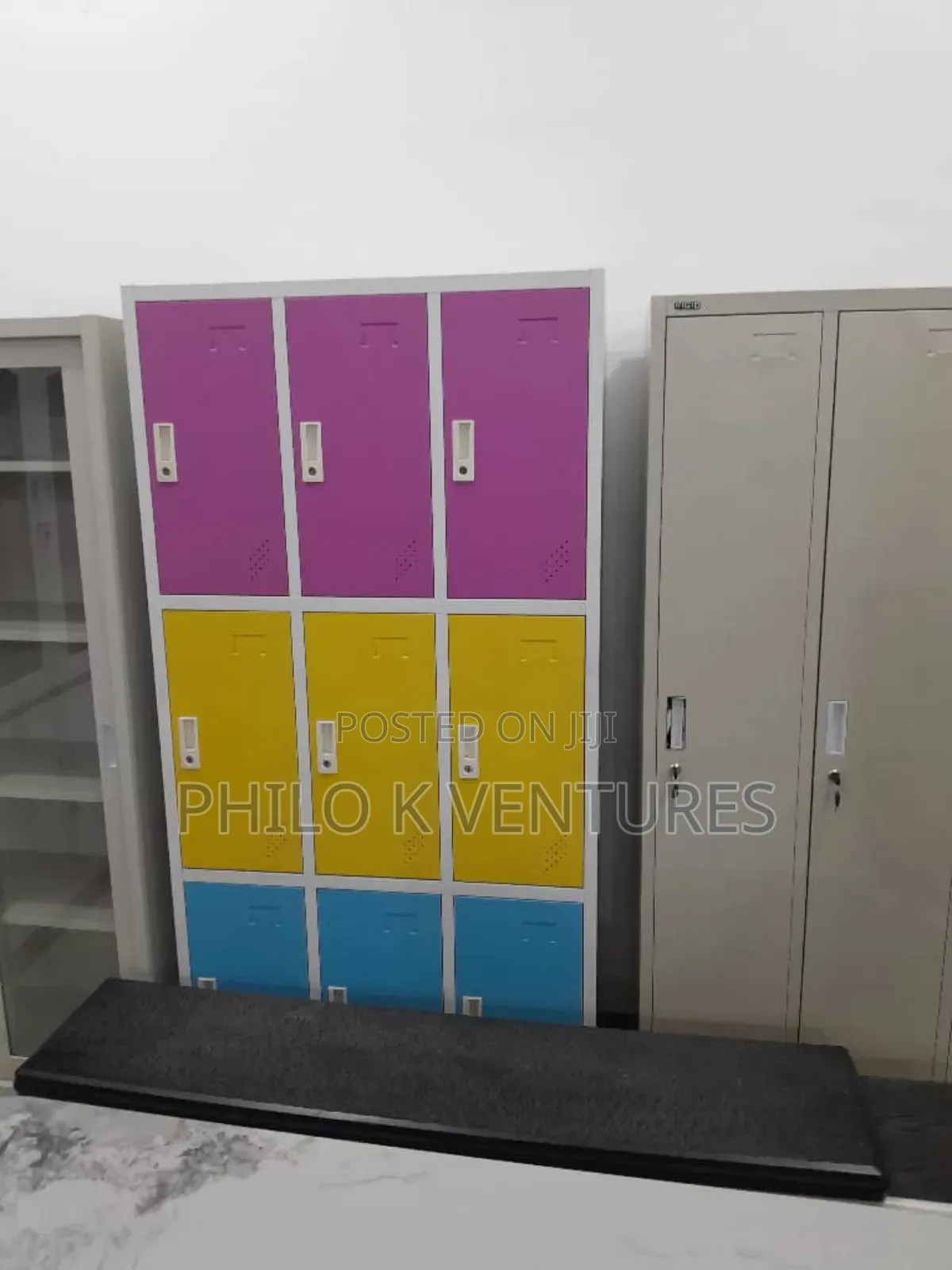 Multicoloured Metal Cabinet With 9doors