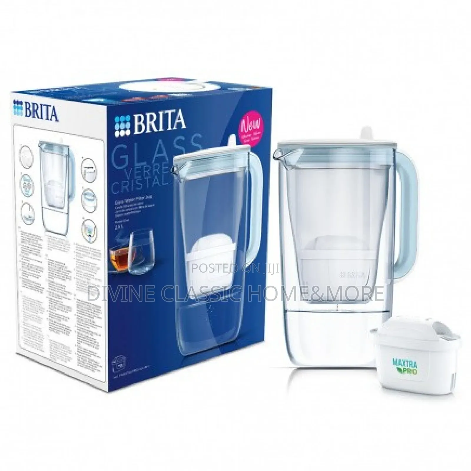 Brita Glass Verre Cristal Water Filter Jug (2.5lit)