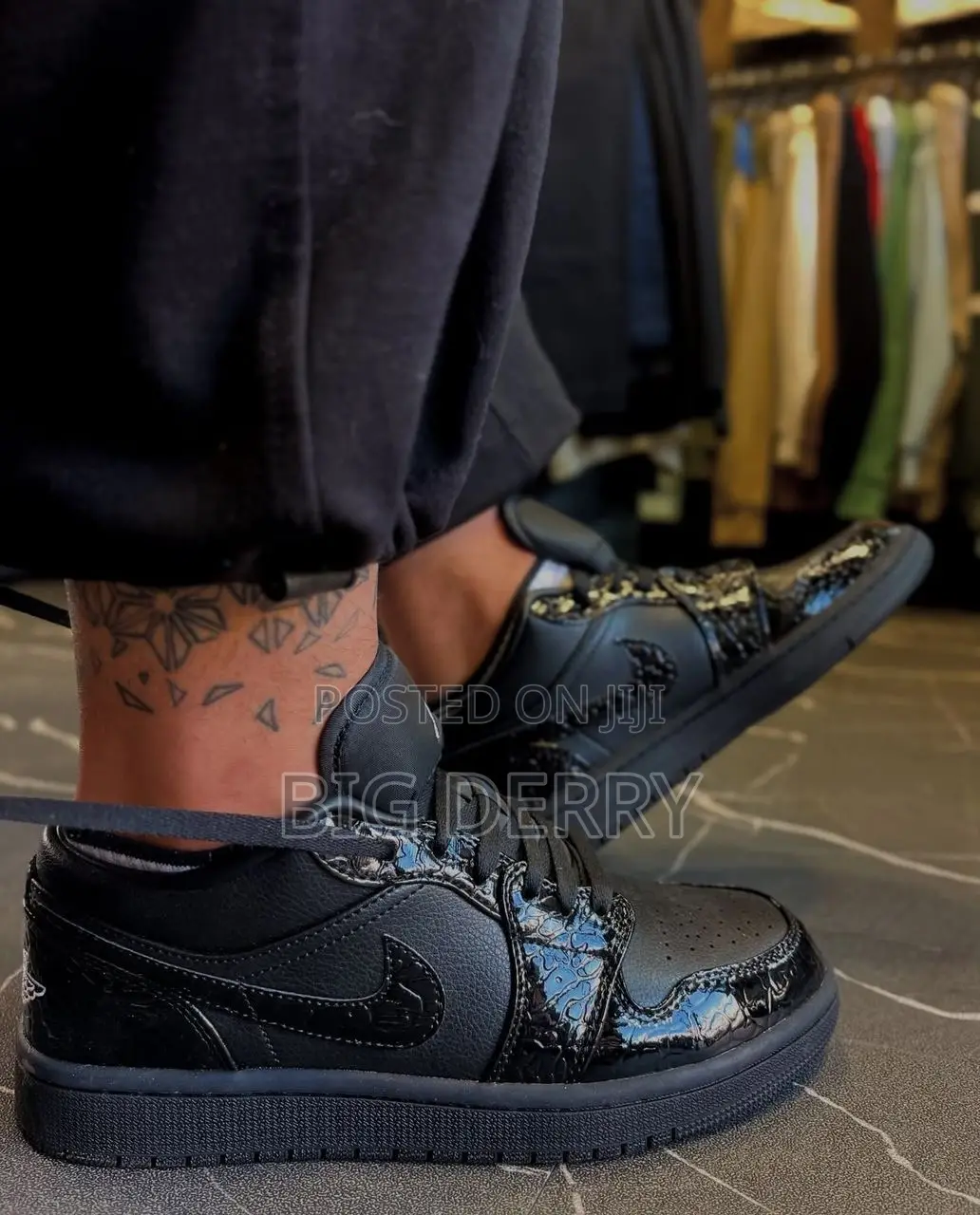 Jordan 1 Low Patent Elephant Black
