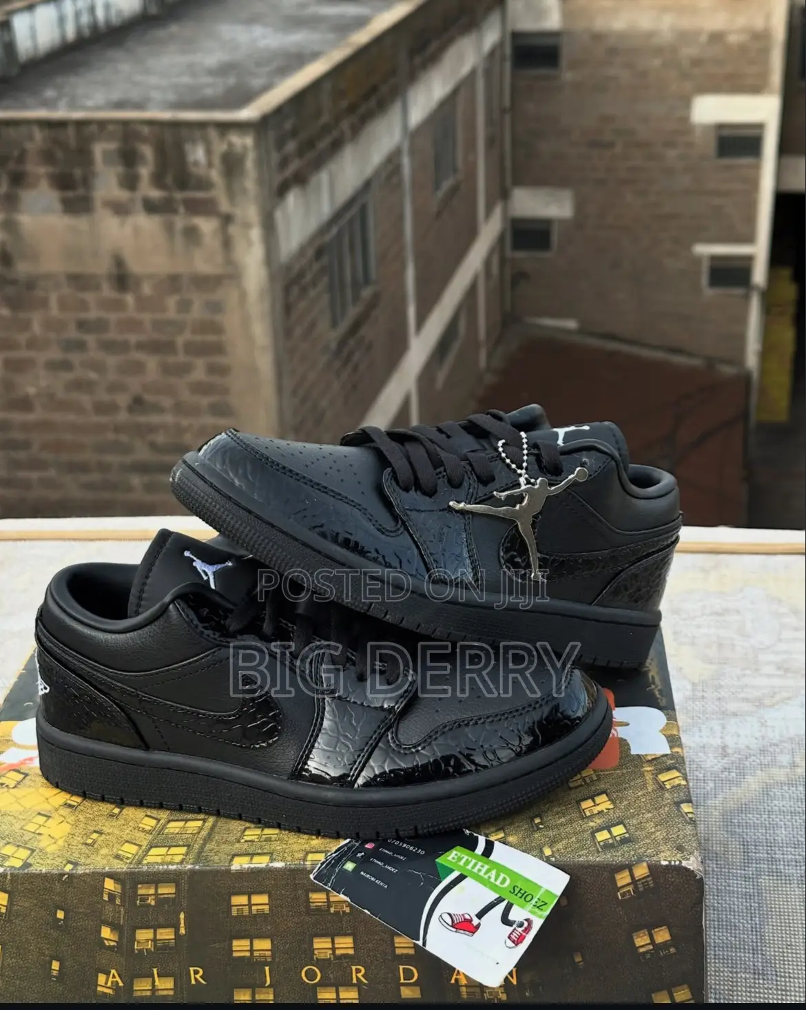 Jordan 1 Low Patent Elephant Black